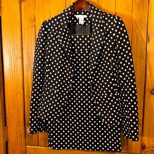 Grace Black and White Polka Dot 2-Piece Suit with Blazer and Pencil Skirt Size 4